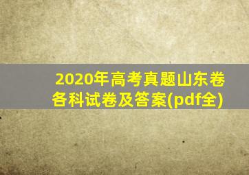 2020年高考真题山东卷各科试卷及答案(pdf全)